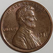 1981 Lincoln Memorial Penny Coin No Mint RD Obverse ...