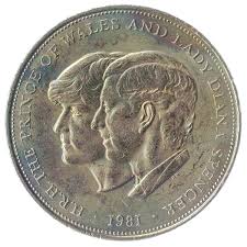 25 New Pence Coin British Commemorative Wedding of Prince Charles and