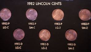 1982 Lincoln Cent 7 VARIETY SET of BU/ CH BU NICE TONED Coin ...