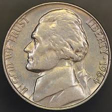 1964 BU JEFFERSON NICKEL FRESH FROM ORIGINAL ROLL COLLECTION ...