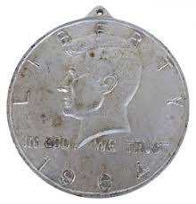 Large Iron 1964 Kennedy Half Dollar Plaque