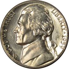 1959 D Jefferson Nickel 5 Cent Piece BU Uncirculated Mint ...