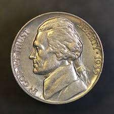 1939 BU JEFFERSON NICKEL REV 40 FRESH FROM ORIGINAL ROLL-LOT ...