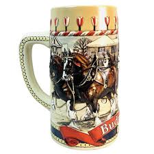 1986 BUDWEISER Holiday Stein Beer Mug Collector's Series B ...