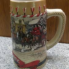2406 Budweiser Holiday Beer Stein Mug 1986 Clydesdales ...