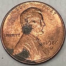 1986 D Lincoln Memorial Cent - Wide AM, Light Struck USA ...