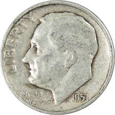 1951 Roosevelt Dime Circulated Silver 10c Coin Collectible