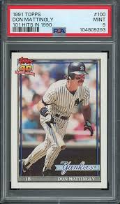 1991 Topps #100 Don Mattingly (101 Hits in 1990) PSA 9 ...