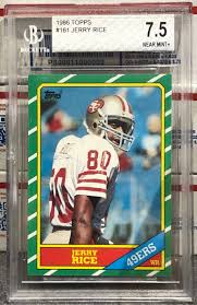 1986 TOPPS JERRY RICE, #161, ROOKIE, GRADED BGS NEAR MINT + ...