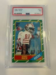 1986 Topps Jerry Rice Rookie RC 49ers Football Card #161 - PSA 7