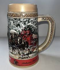 Budweiser 1987 King of Beer Ceramic Beer Stein Holiday C ...