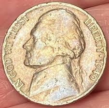1940-P Jefferson Nickel Brilliant Rough Worn Toned Coin a ...