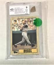 Sold at Auction: 1987 Topps Barry Bonds Game Used Bat BCCG 9 ROOKIE card w/Bat