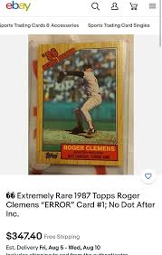 Extremely Rare 1987 Topps Roger Clemens | Mercari