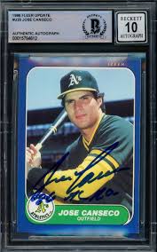 Jose Canseco Autographed 1986 Fleer Update Rookie Card #U-20 ...