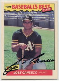 Jose Canseco 1986 Fleer Baseballs Best Autographed Card ...