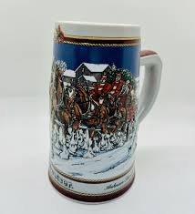 Vintage 1989 Budweiser Holiday Beer Stein Mug Clydesdale ...