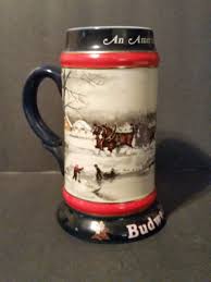 Budweiser Clydesdale Christmas Holiday Beer Stein Mug 1990 ...