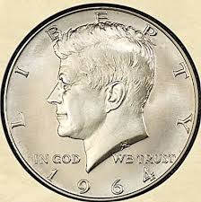 1964 Kennedy Half Dollar 90% Silver coin, Uncirculated ...