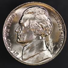 1943 P BU JEFFERSON NICKEL FRESH FROM ORIGINAL ROLL - AA ...