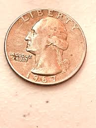 1967 Washington Quarter No Mint Mark Letters and Date on Rim ...