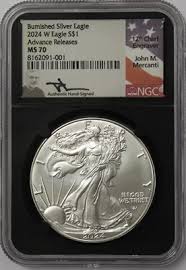 2024 W $1 1 oz Burnished Silver Eagle NGC MS70 Advance ...