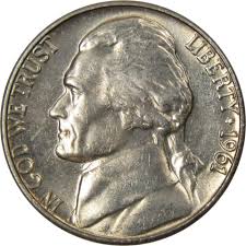 1961 Jefferson Nickel 5 Cent Piece BU Uncirculated Mint ...