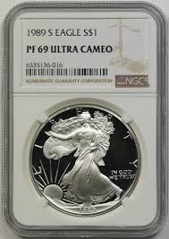 1989-S Silver Eagle Dollar $1 NGC PF 69 Ultra Cameo 1 oz ...