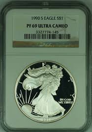 1990-S American Proof Silver Eagle $1 NGC PF 69 Ultra Cameo ...