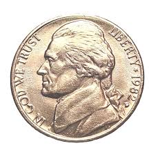 ERROR JEFFERSON NICKEL 1982 D | Possible Strike Thru Or ...