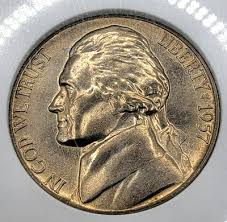 1957 P Jefferson Nickel MS 65 5 Steps - ANACS Soapbox - FS ...