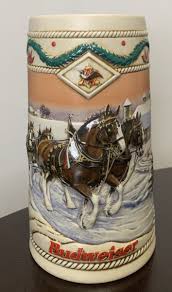 BUDWEISER CLYDESDALES Coach American Holiday 3D Beer Mug ...