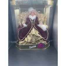 Mattel | Toys | Vintage 996 Special Edition Happy Holidays Barbie Doll Burgundy Gown In Box | Poshmark
