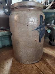 Antique 1 Gallon Blue Decorated Crock Jar Stoneware Primitive Antique - Etsy