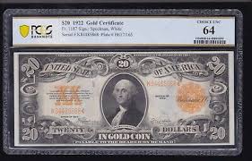 US 1922 $20 Gold Certificate FR 1187 PCGS 64 V Ch CU (868) | eBay