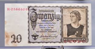 1939 Germany 20 Reichsmark Banknote - WW2 Reichsbanknote ...
