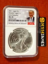 2021 $1 SILVER EAGLE NGC MS70 EARLY RELEASES DONALD J. TRUMP ...