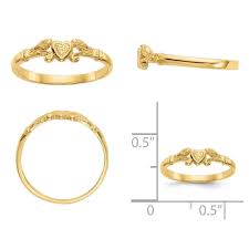 10k or 14k Gold Heart and Leaf Baby Ring, Sizes 1–2, Yellow ...