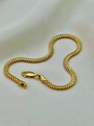 18K Gold Mesh Bracelet, 18K Real Gold Bismark Bracelet ...