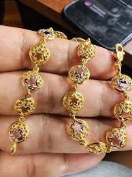 22K 916 22C Solid Gold Star Two tone Bracelet fits 7.5” S-M ...