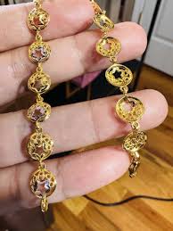 22C 22K 916 Solid Dubai Gold Star Twotone Bracelet fits 7.5 ...