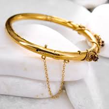 Victorian Hinged Bangle Bracelet 14K Yellow Gold