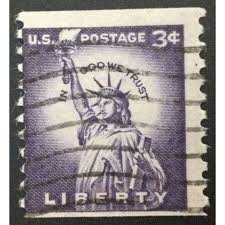 US Stamp #1057 used: 1954 3c Statue of Liberty - coil [5] on eBid United States | 142073908