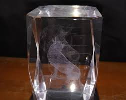 1990's Sold Crystal Lazer Engraved Art, Wolf Looking up at the Wolf in the Moon - Etsy