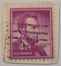 U.S. Postage ~ Abraham Lincoln ~ 4¢ Purple Stamp ~ Used/Posted ~ c.1954 - A11 | eBay