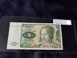 Germany 5 Deutsche Mark 1960 Pick #18a Very Fine Serial ...