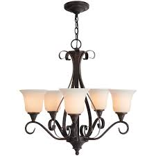 Hampton Bay Westwood 5-Light Oil-Rubbed Bronze Chandelier with Frosted White Glass Shades IAY8115A-4 - The Home Depot