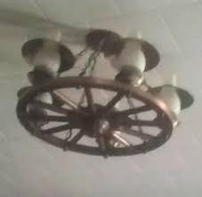 Antique Wagon Wheel Chandelier 5 Light Wood And Copper | eBay