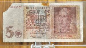 1942 5 Reichsmark German Bank Note - 1942 Reichsbanknote ...