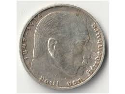 Nazi Germany WWII WW2 2 Reichsmark Coin 1939 J Swastika Paul ...